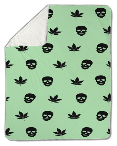 Blanket, Marijuana leaves and Skulls