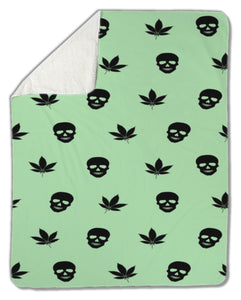 Blanket, Marijuana leaves and Skulls