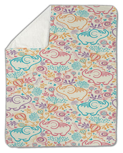 Blanket, Elephants With Flowers