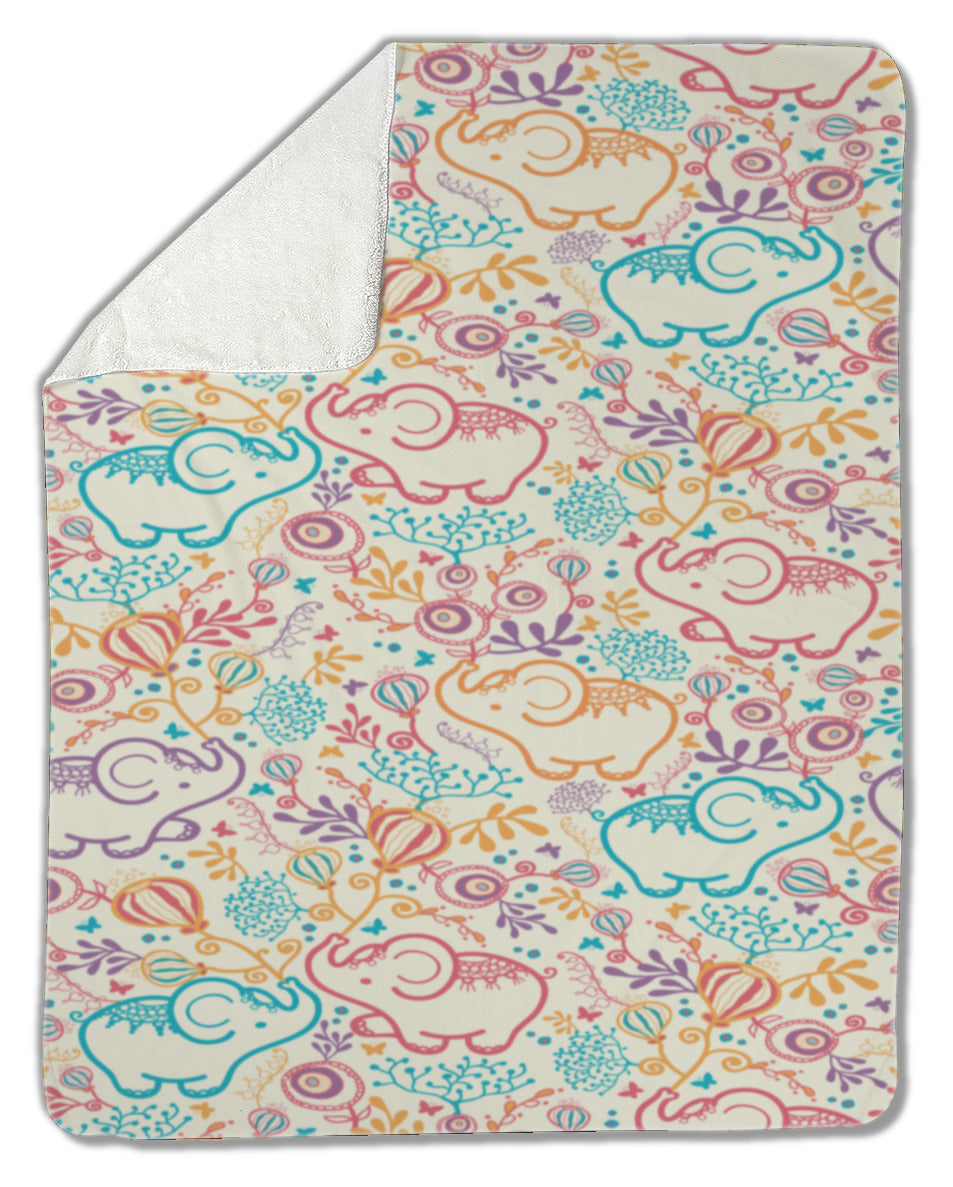 Blanket, Elephants With Flowers
