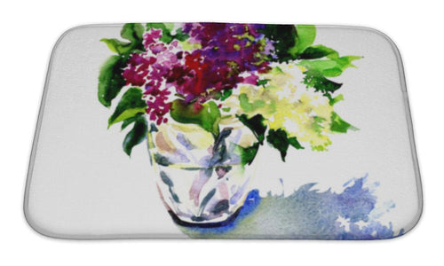 Bath Mat, Beautiful Bouquet Of Lilac In The Vase