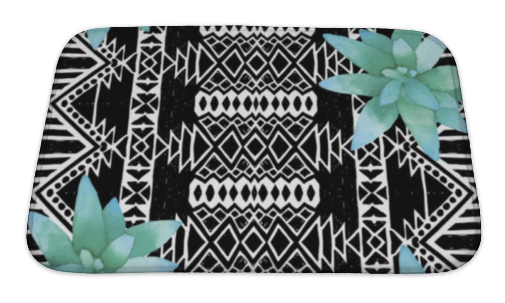 Bath Mat, Aztec Tribal Mexican Design Print