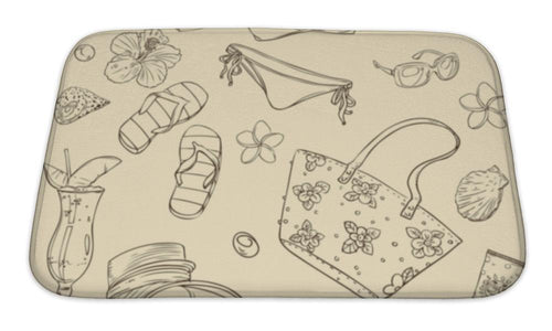 Bath Mat, On A Beach Theme Goggles A Swimsuit Clams