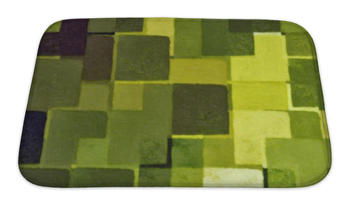 Bath Mat, Green Squares Pattern