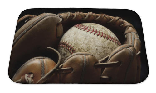 Bath Mat, Baseball And Mitt Or Glove