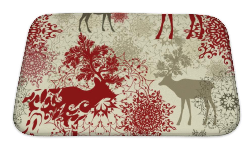 Bath Mat, Retro Christmas Pattern Christmas