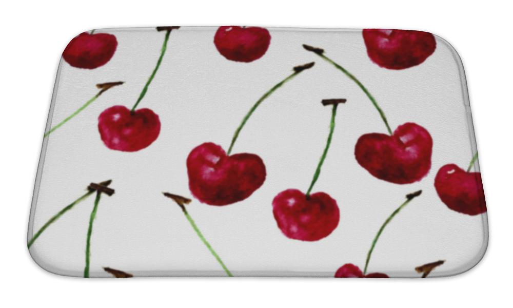 Bath Mat, Watercolor Bright Cherry Pattern Eps10