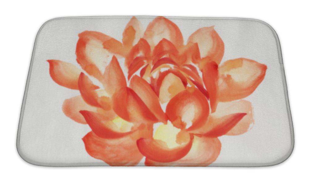 Bath Mat, Lotus Flower Watercolor Painting
