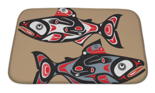 Bath Mat, Fish Salmon Native American Style