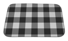 Load image into Gallery viewer, Bath Mat, White And Black Plaid Fabric