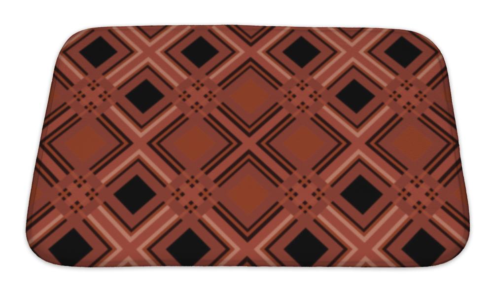 Bath Mat, Retro Tartan Checkered Plaid Pattern Terracotta