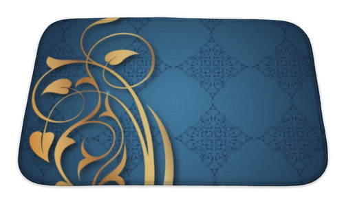Bath Mat, Blue Gold Patterns