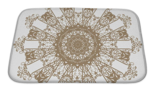 Bath Mat, Decorative Gold And Frame With Vintage Patterns