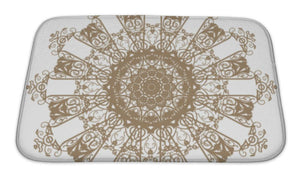 Bath Mat, Decorative Gold And Frame With Vintage Patterns