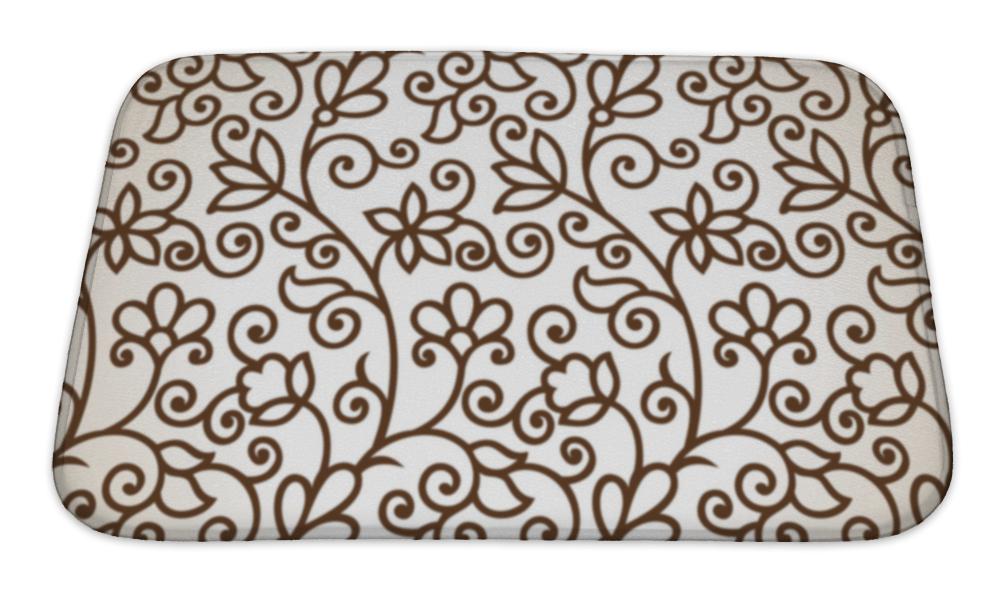 Bath Mat, Brown Floral