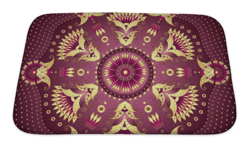 Bath Mat, Goldpurple Round Frame