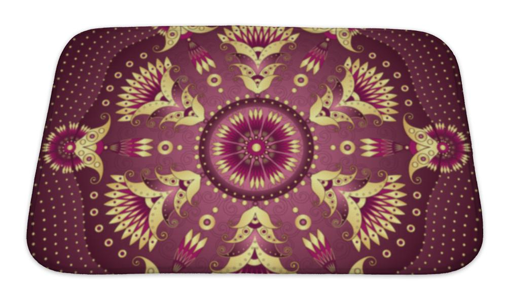 Bath Mat, Goldpurple Round Frame