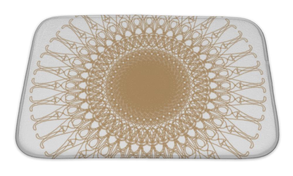 Bath Mat, Decorative Gold Patterns On White