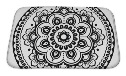 Bath Mat, Indian Mehndi Henna Floral Tattoo Pattern