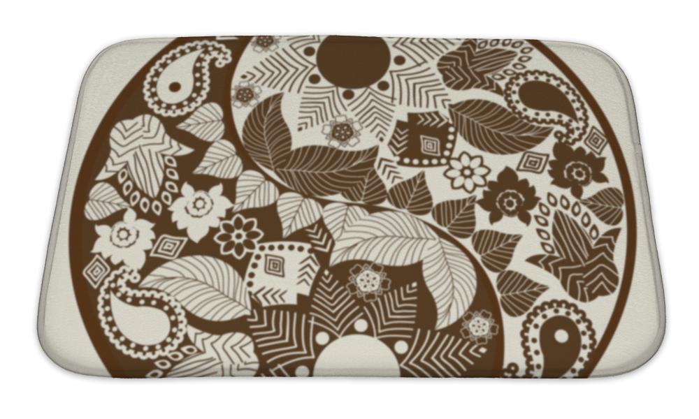 Bath Mat, Yin Yang Symbol Asian Decoration Element
