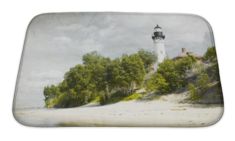 Bath Mat, Old Picture Effect With Lighthouse