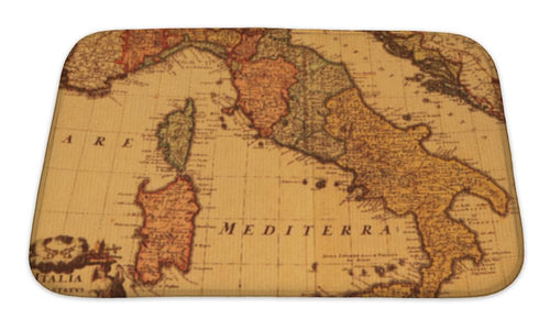 Bath Mat, Antique Map Of Italy