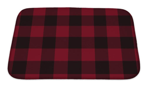 Bath Mat, Red And Black Plaid Fabric