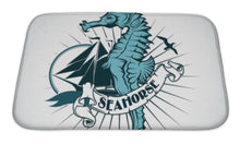 Load image into Gallery viewer, Bath Mat, Label With The Image Of A Seahorse Nautical Theme