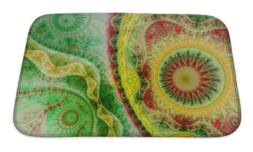 Bath Mat, Colorful Fractal Lacy Pattern Digital Artwork For Creative Graphic Design