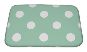 Bath Mat, Retro Pattern With Polka Dots On Mint Green