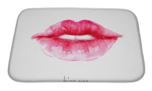 Bath Mat, Lips Painted In Watercolor Illustration