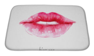 Bath Mat, Lips Painted In Watercolor Illustration