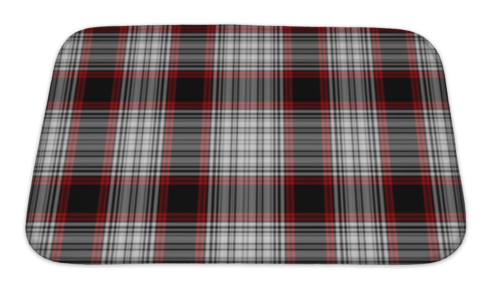 Bath Mat, Red White Black Plaid