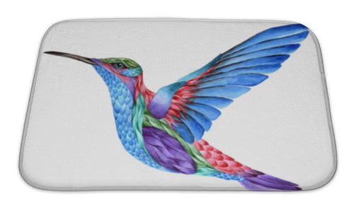 Bath Mat, Hummingbird Watercolor Painting