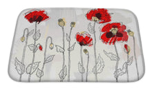 Load image into Gallery viewer, Bath Mat, Red Poppies On A White