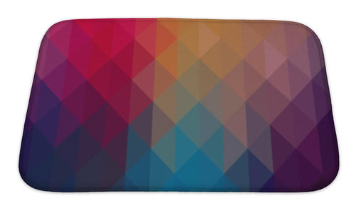 Bath Mat, Triangles Pattern Of Geometric Shapes Colorful Mosaic Backdrop
