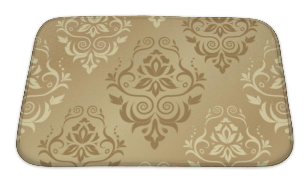 Bath Mat, Damask Floral Pattern