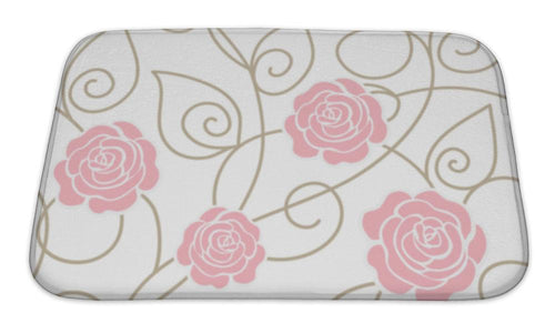 Bath Mat, Floral Pattern With Roses