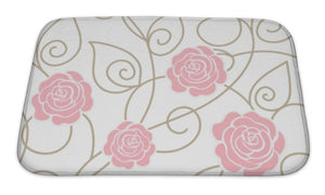 Bath Mat, Floral Pattern With Roses