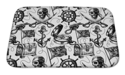 Bath Mat, Hand Drawn Pirate Pattern