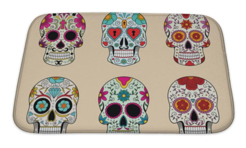 Bath Mat, Set Of Skulls In Mexican Tradition