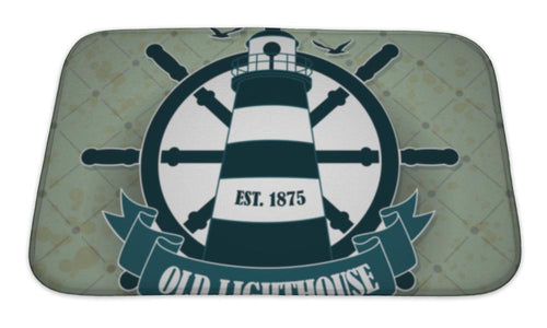 Bath Mat, Vintage Label With A Nautical Theme