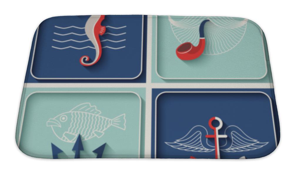 Bath Mat, Marine Theme Icons
