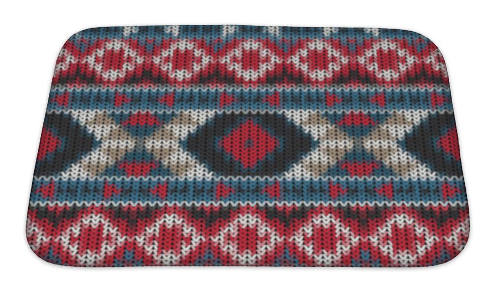 Bath Mat, Knitted Navajo Pattern