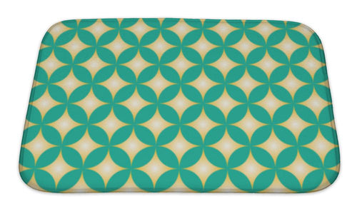 Bath Mat, Green Yellow Diamond Star Circle Pattern