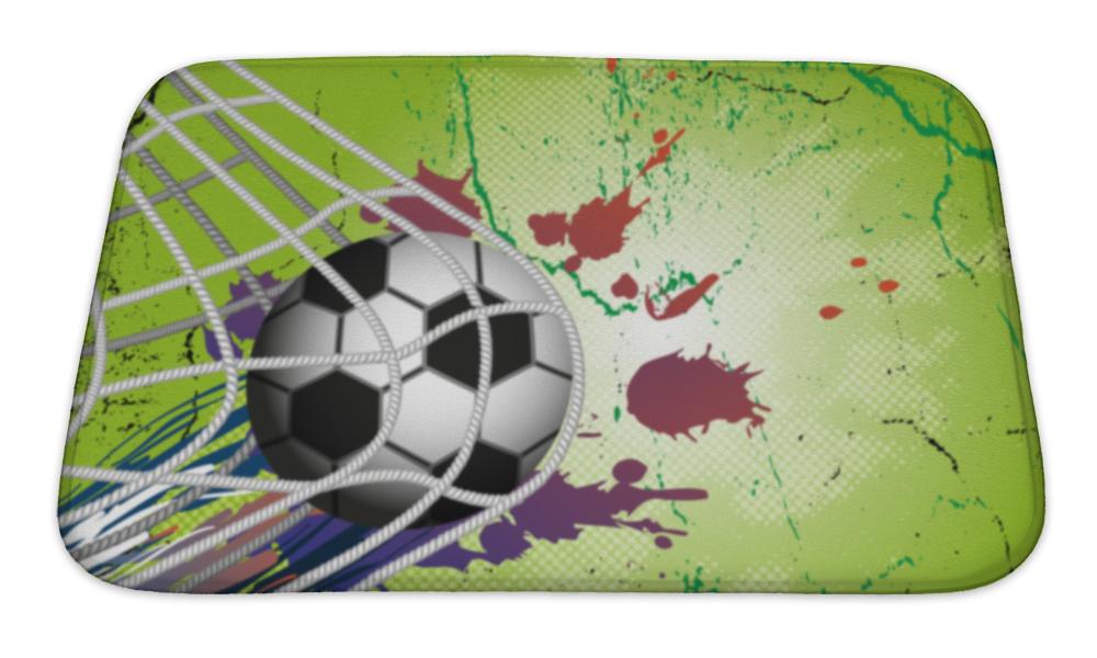 Bath Mat, Soccer Ball On For Football Design
