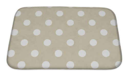 Bath Mat, Beige And White Large Polka Dots Pattern Repeat