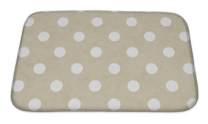 Bath Mat, Beige And White Large Polka Dots Pattern Repeat