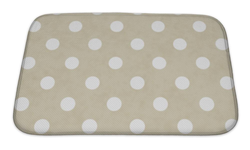 Bath Mat, Beige And White Large Polka Dots Pattern Repeat