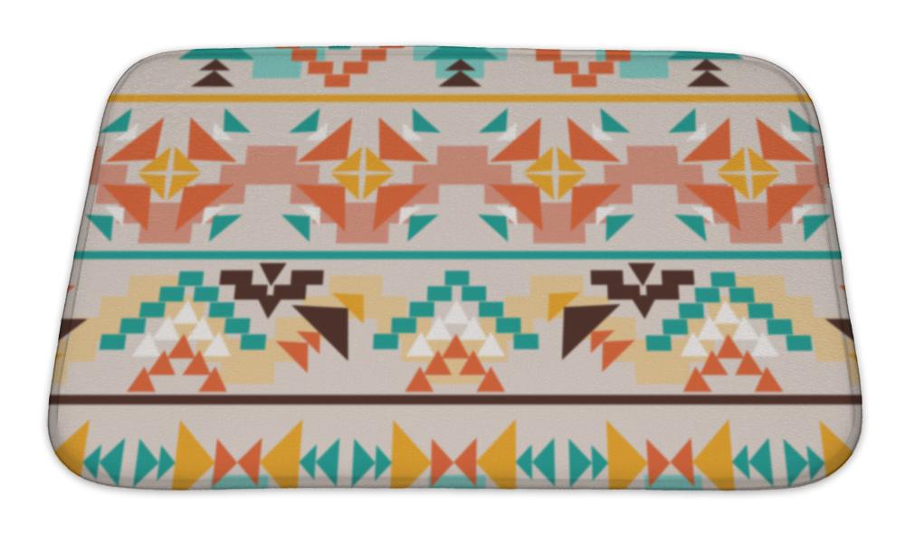 Bath Mat, Colorful Aztec Pattern